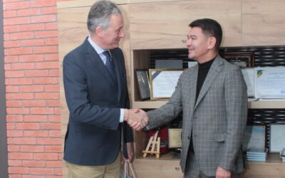 Meeting between the University Rector and Sebastien de Courtois, a representative of the French Embassy in Kazakhstan